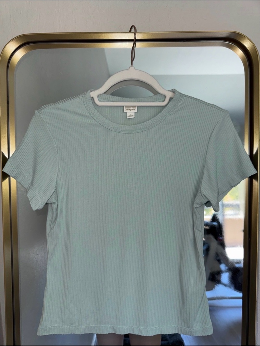 🤍EUC Patagonia Ribbed Short Sleeve Tee Mint Green Size Small